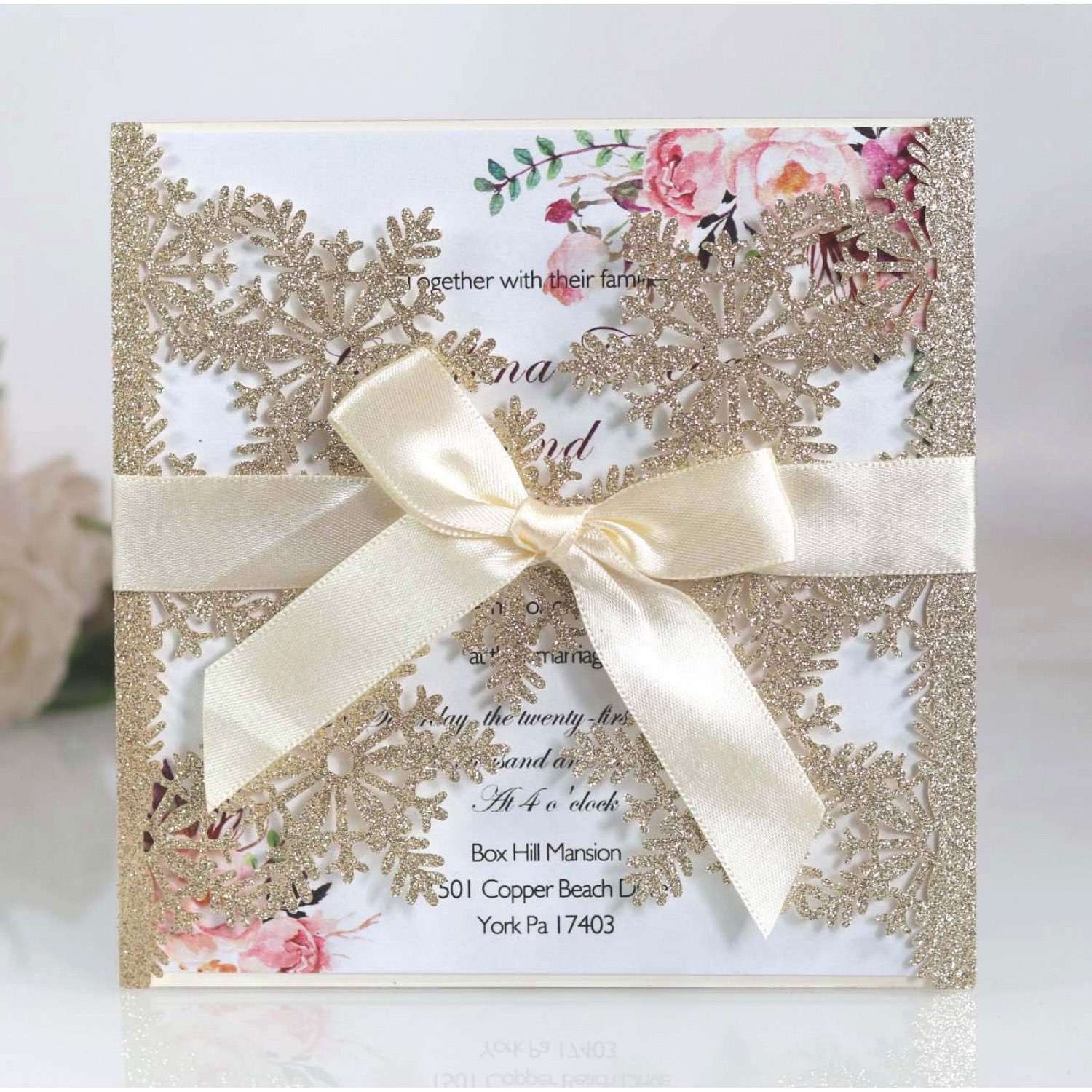 Christmas Card Laser Invitation Card Snowflake Pattern Wholesale